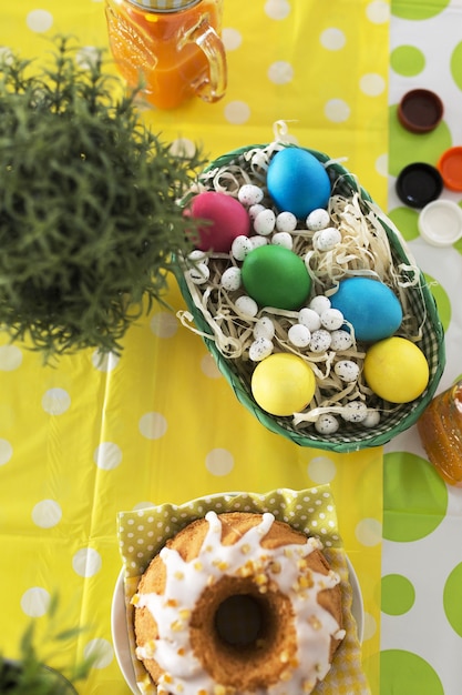 Free photo bright served table for holiday of easter