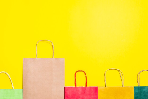 Bright shopping bags with handles