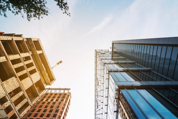 Bright shot of new buildings in neighborhood