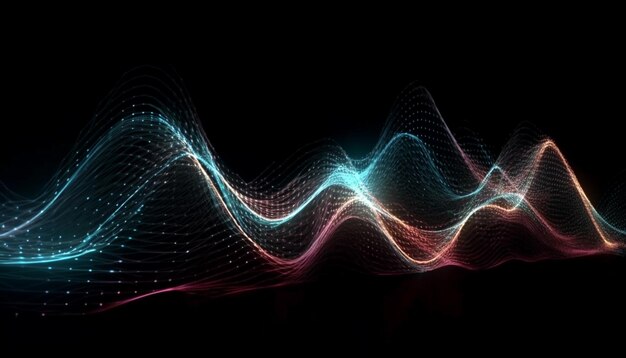 Bright sine waves in blue science design generated by AI