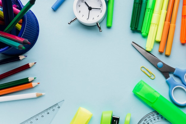 Bright stationery on white background