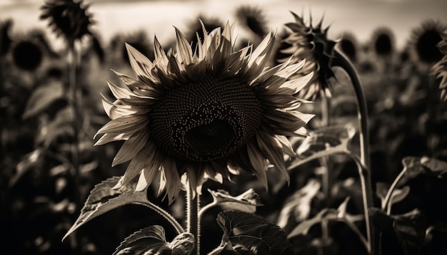 Free photo bright sunflower head organic beauty in nature generated by ai