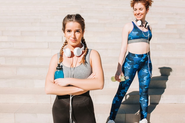 Bright young girls in sportswear