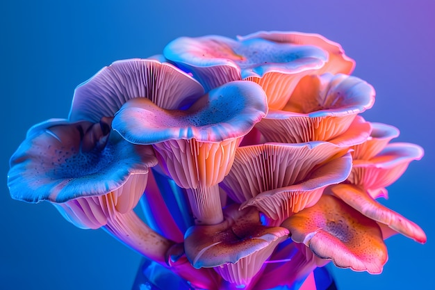 Brightly colored lights with mushrooms and fungi