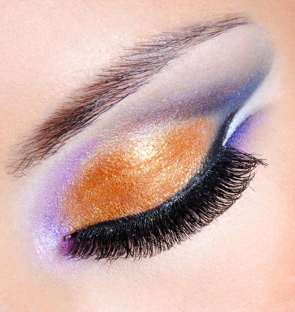 Brightly colors of a fashion makeup - macro shot