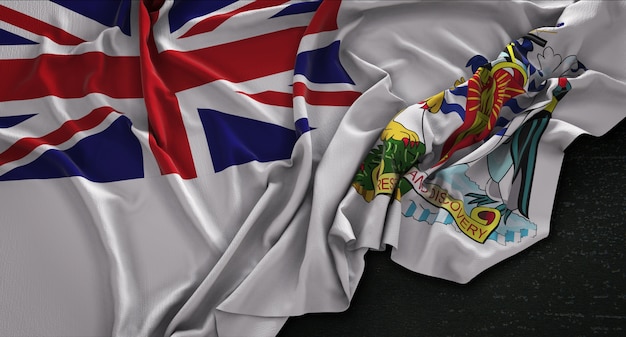어두운 배경에 주름이 영국 남극 영토 깃발 3D 렌더링