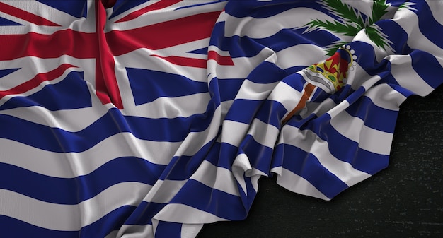 British Indian Ocean Territory Flag Wrinkled On Dark Background 3D Render