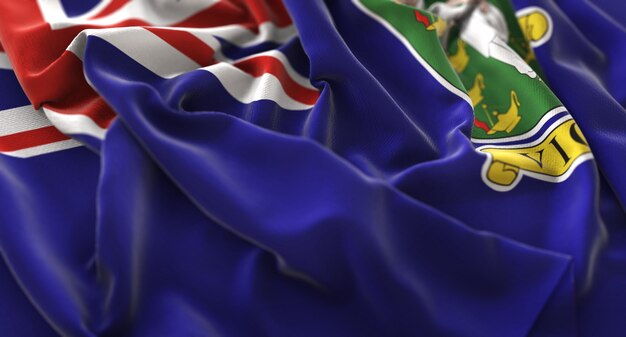 British Virgin Islands Flag Ruffled Beautifully Waving Macro Close-Up Shot