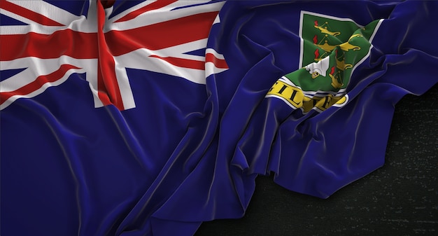 暗い背景にレンダリングされた英領ヴァージン諸島の旗3Dレンダリング