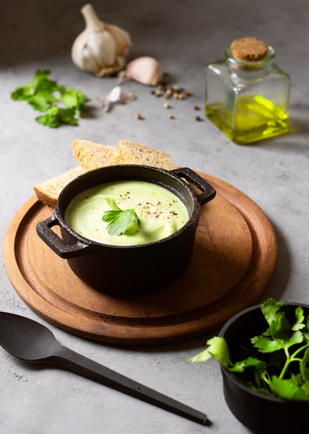 Broccoli creme soup winter food and ingredients