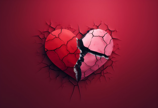 Free photo broken heart in studio