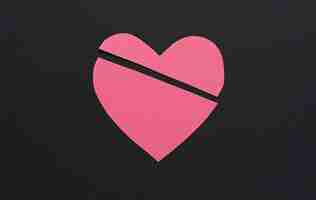 Free photo broken pink heart on dark background