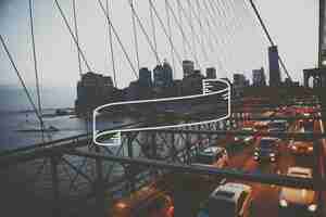 Free photo brooklyn bridge in the evening