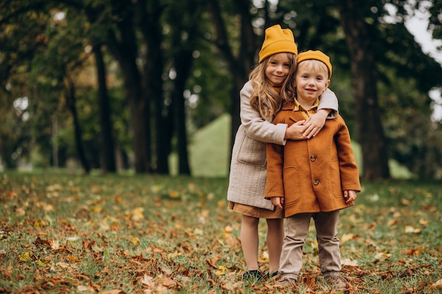 Fratello e sorella che hanno divertimento insieme nel parco