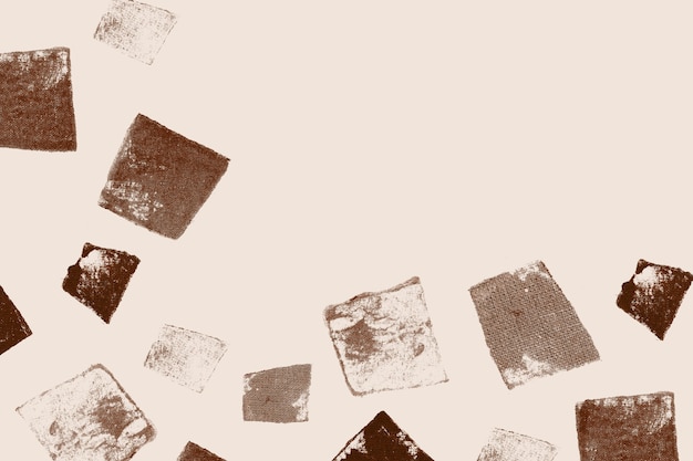 Brown block print background with uneven square stamp