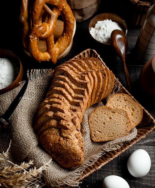 Brown bread slices on the table