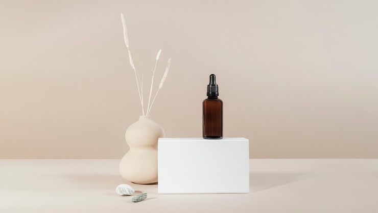Free Photo brown glass dropper bottle with a white box product mockup