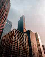 Free photo brown high skyscrapers