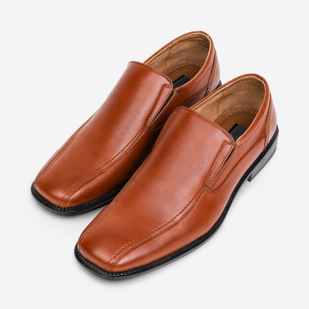 Brown leather slip-on men’s shoes fashion