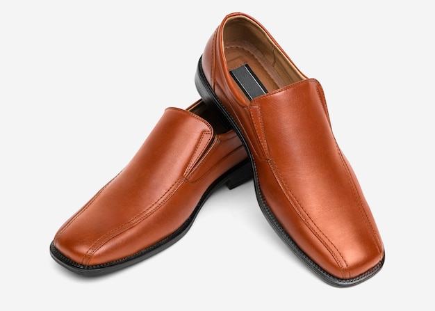 Brown leather slip-on men's shoes fashion