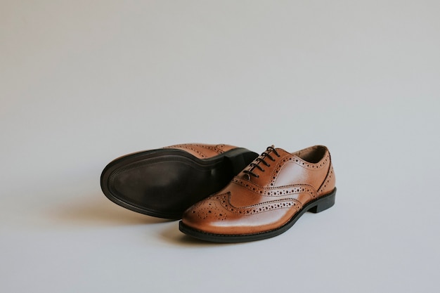 Brown man's leather derby shoes