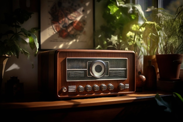 Foto gratuita dispositivo radio elettronico retro marrone