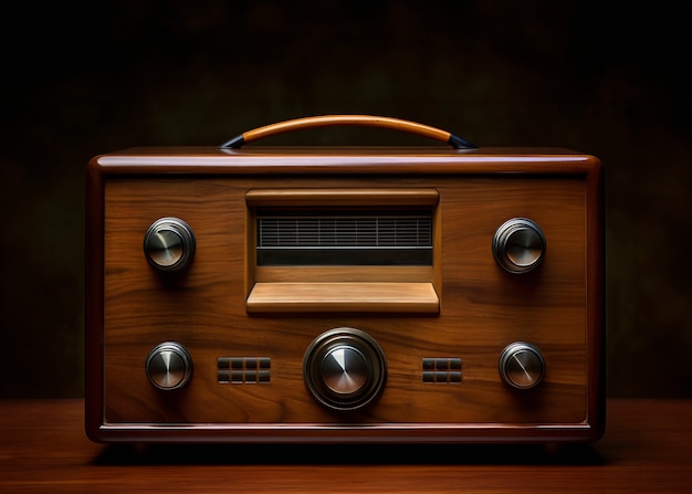 Foto gratuita dispositivo radio elettronico retro marrone