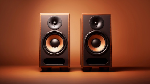 Brown retro electronic speakers device