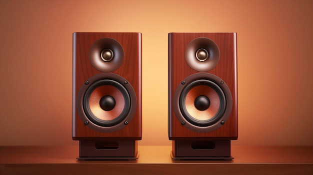 Brown retro electronic speakers device