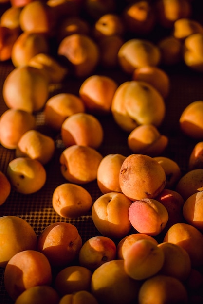 Бесплатное фото Коричневые круглые фрукты на коричневой металлической корзине