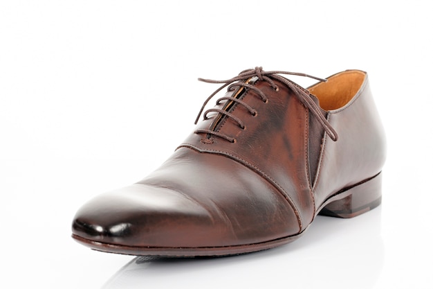Brown shoe isolated on the white background in studio