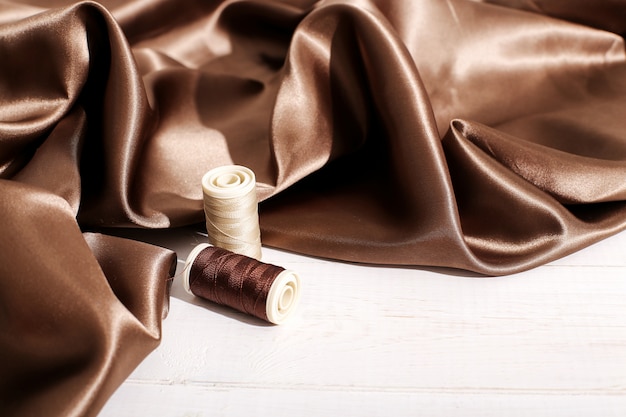 Brown silk fabric