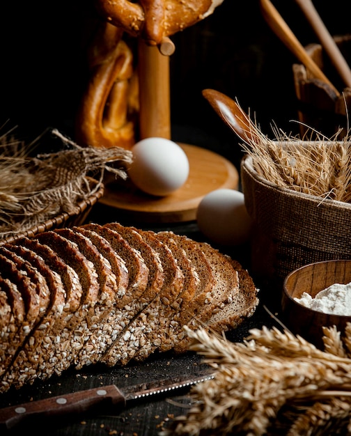 Brown sliced bread on the table