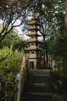 Free photo brown and white pagoda house