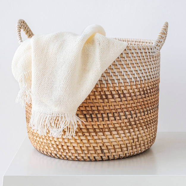 Free photo brown wicker laundry basket design element