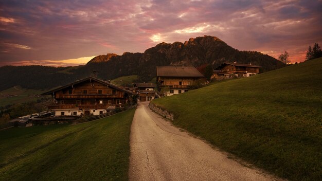 Brown wooden houses in the countryside