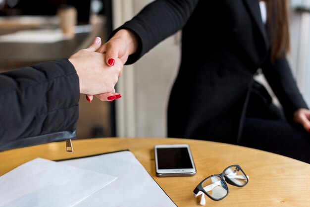 Brunette businesswoman making a negotiation