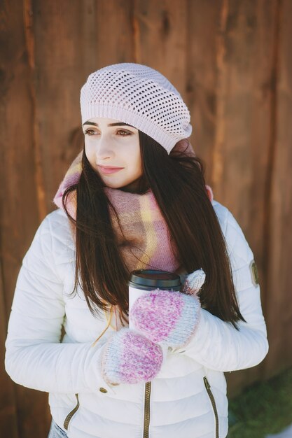 brunette female nature white day