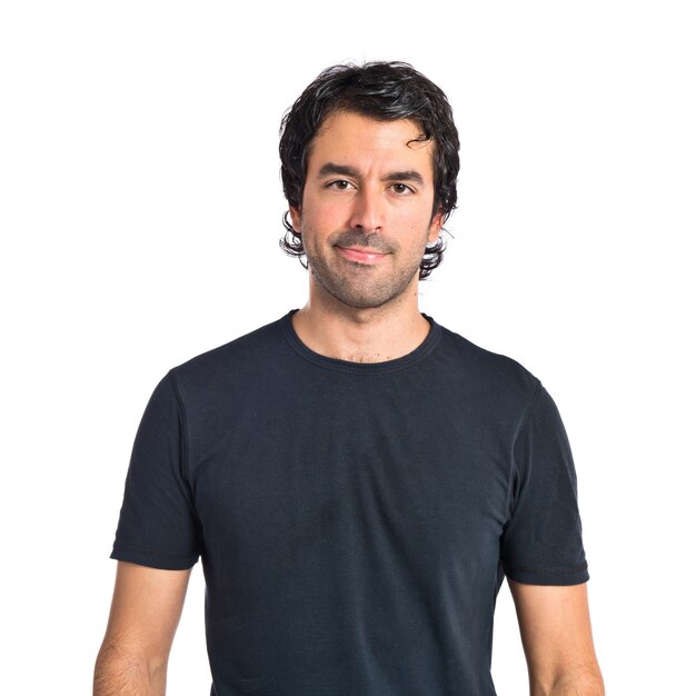 brunette man over isolated white background