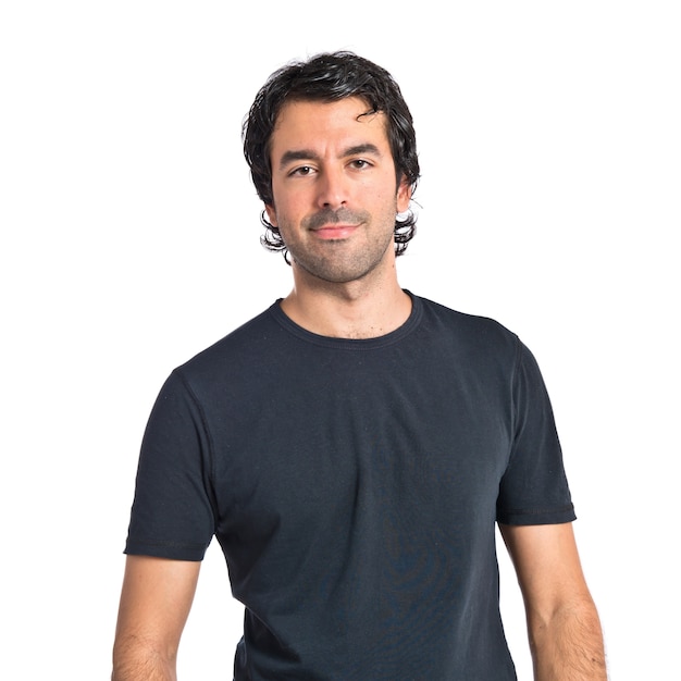 brunette man over isolated white background