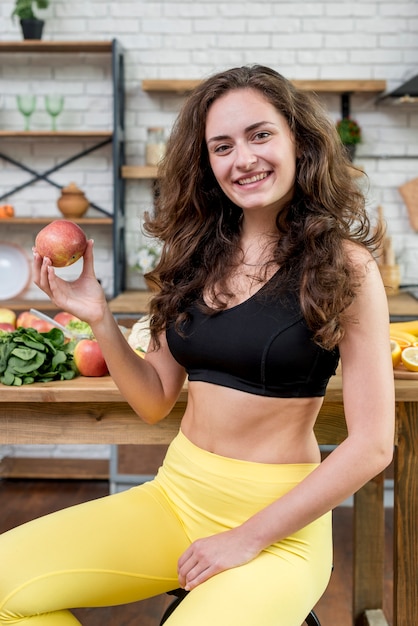 Brunette woman in the kitchen