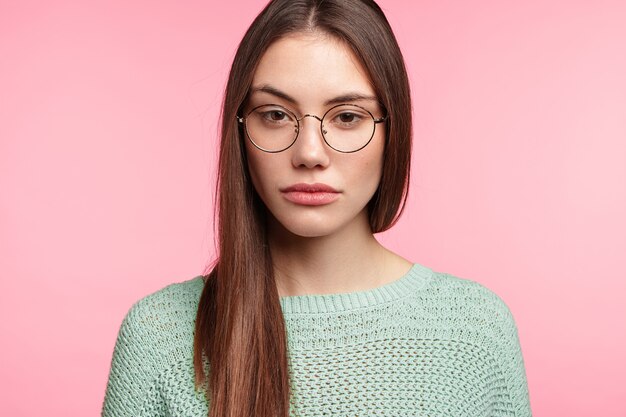 Brunette woman with long straight hair