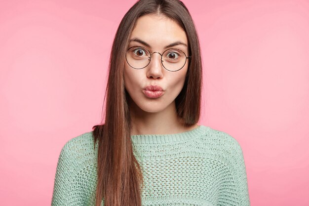 Brunette woman with long straight hair