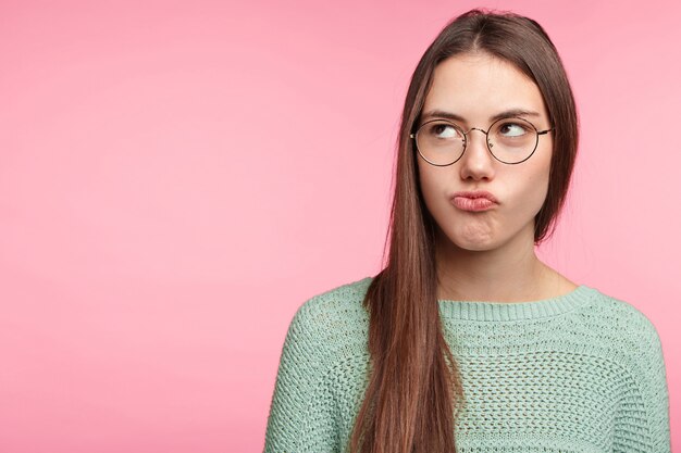 Brunette woman with long straight hair