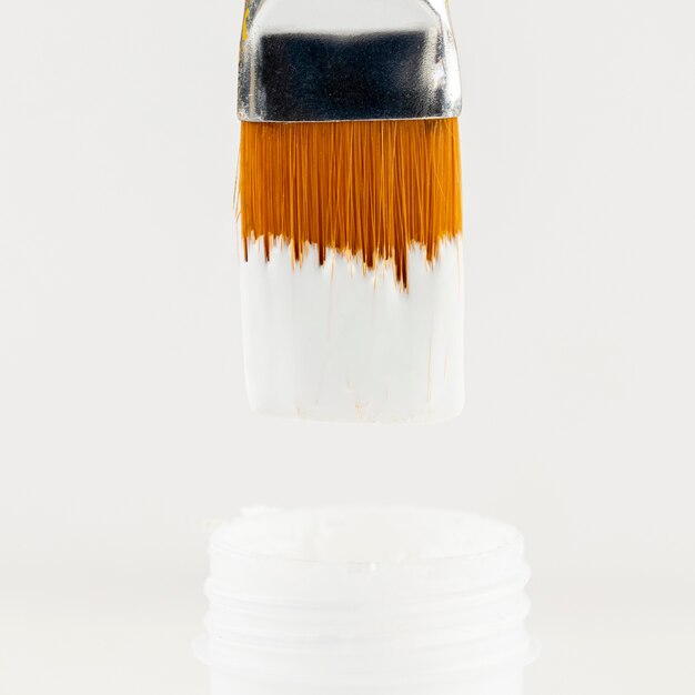 Brush dipped in white paint