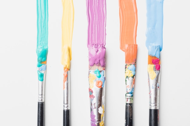 Brushes stained with paint