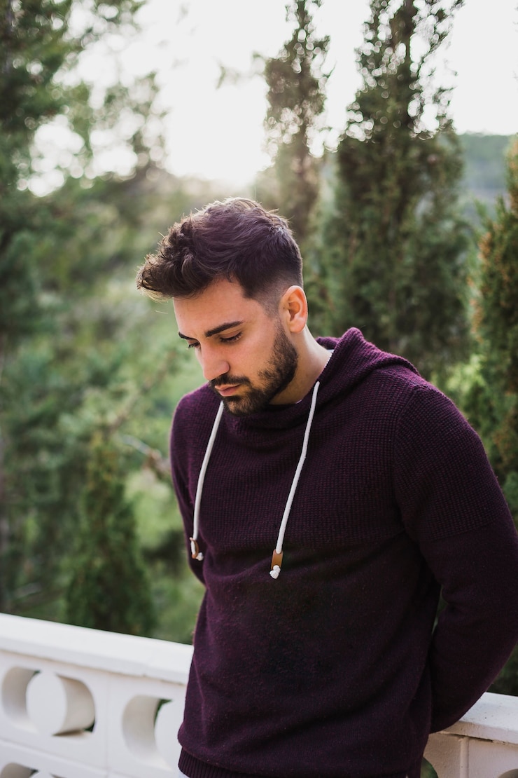 Free Photo brutal male with beard standing