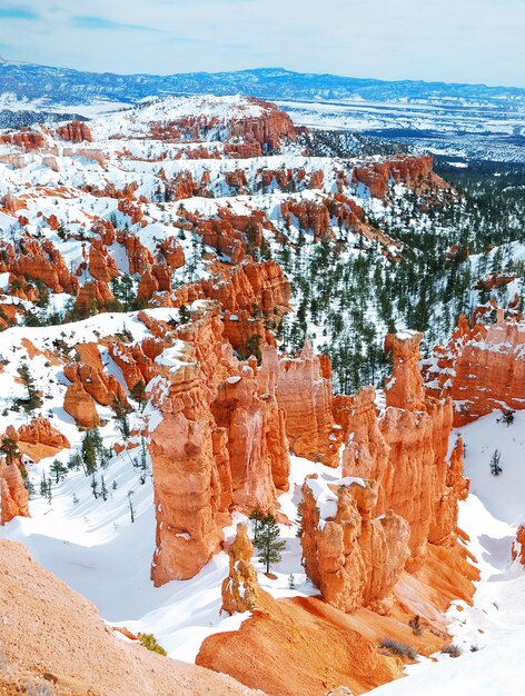 Bryce Canyon with snow in winter