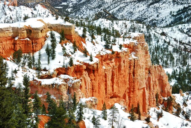 Bryce Canyon with snow in winter