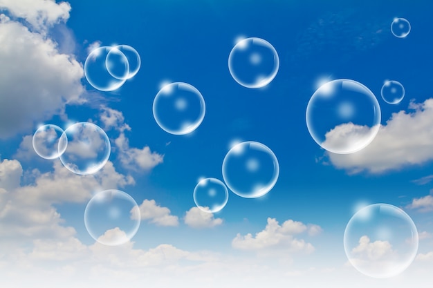 Free photo bubbles with sky background